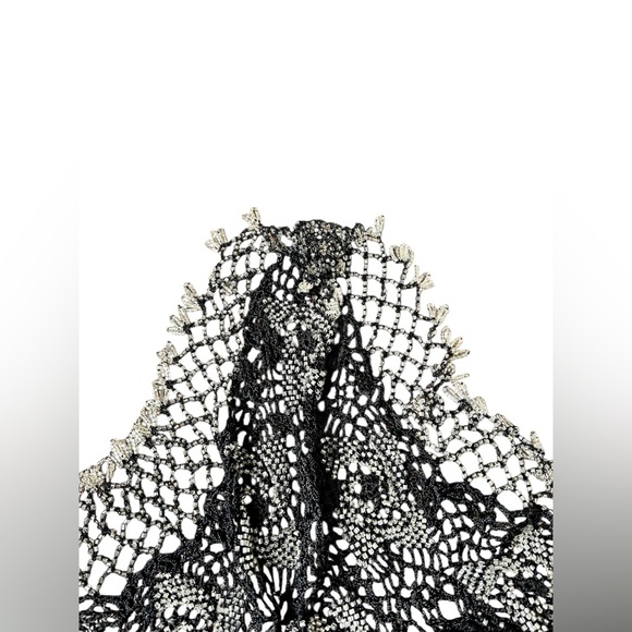 Mesh Beaded Black Scarf Wrap - Picture 5 of 5